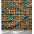 thumbnail image 1 of Soimoi Velvet Fabric Check & Moroccan Decorative Print Fabric by The Yard 58 Inch Wide, 1 of 2