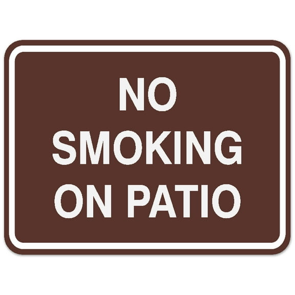 Signs ByLITA Classic Framed NO SMOKING ON PATIO Door or Wall Sign Durable ABS Plastic | Laser Engraved | Easy Installation | Elegant Design (Dark Brown) - Small