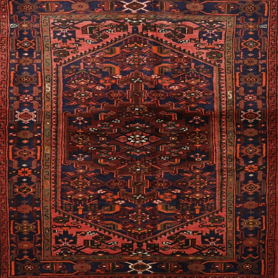 Ahgly Company Indoor Square Traditional Blood Red Brown Area Rugs, 4' Square