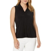 Anne Klein Women's Tess Triple Pleat Sleeveless Top Black Size Large