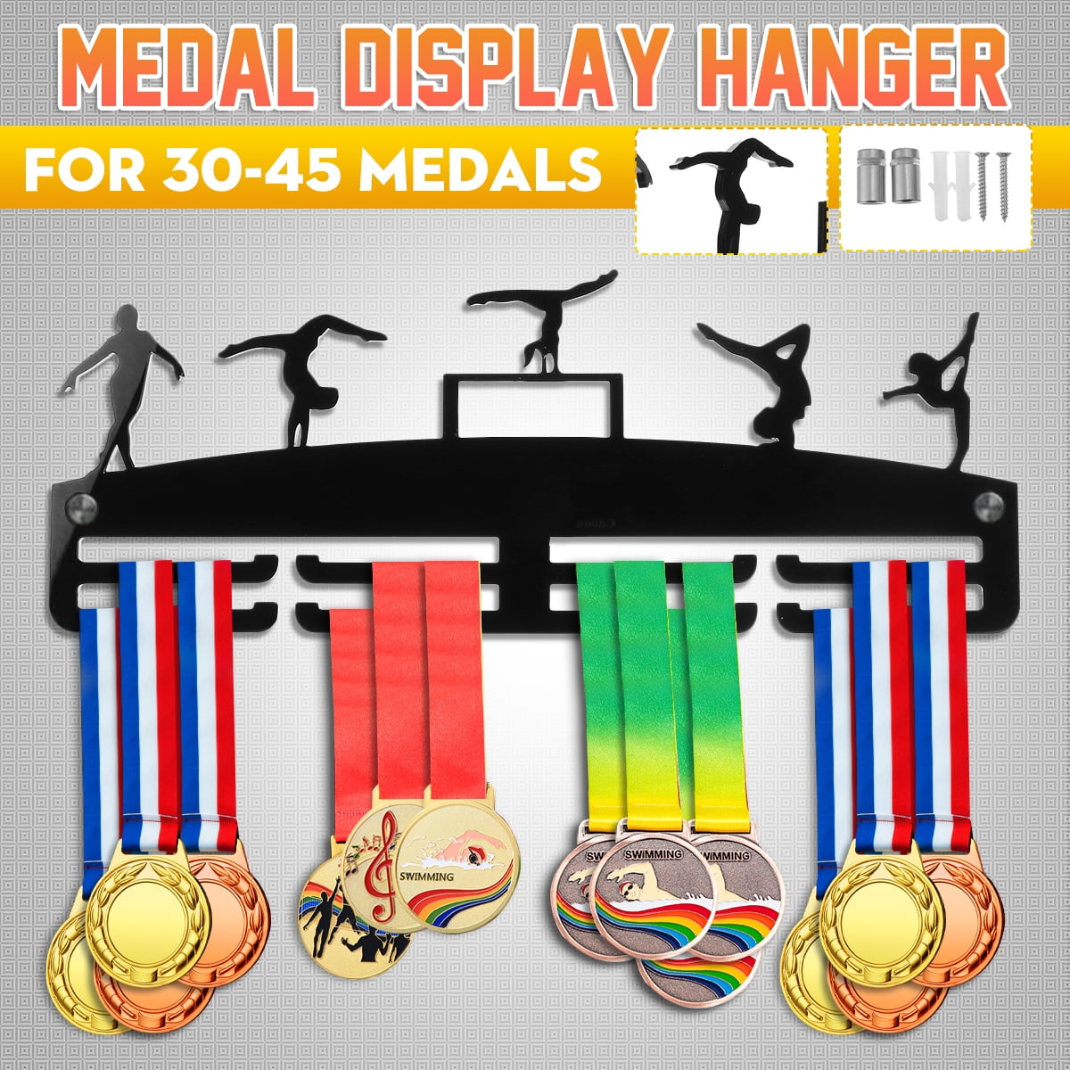 3 Tier Metal Personalised Medal Hanger Holder Rack Display Sports Running Footba