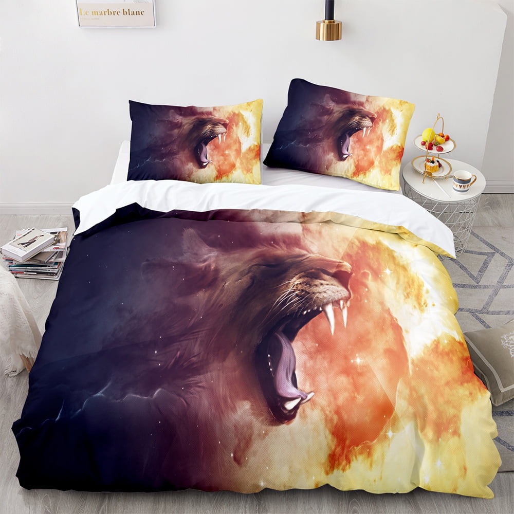 3D Animal Lion Tiger Print Bed Duvet Cover Set Twin Full Queen King