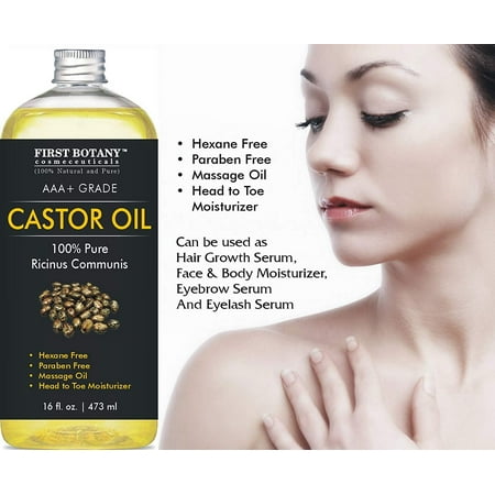 Castor oil 16 fl oz - The BEST Emollient for Skin, Hair & Nail Care - Can be used as Hair Growth Serum, Face & Body Moisturizer, Eyebrow serum And Eyelash (Best Serum For Hair Extensions)