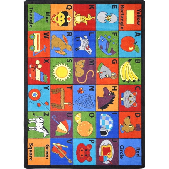 Joy Carpets Kid Essentials Say My Name 7'8" x 10'9" Area Rug in Color Multi