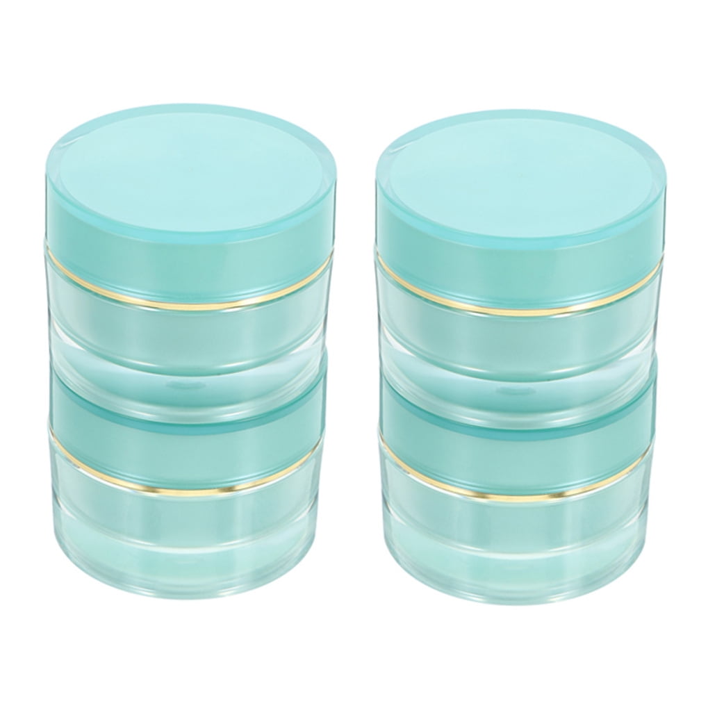 ELAYARD 4Pcs Blue Acrylic Wide Mouth Cream Jars Refillable Leak Proof Containers for Travel