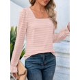 thumbnail image 4 of Women'S Puff Long Sleeve Square Neck Shirts Fall Causal Trendy Tunic Tops Pink XXL, 4 of 6