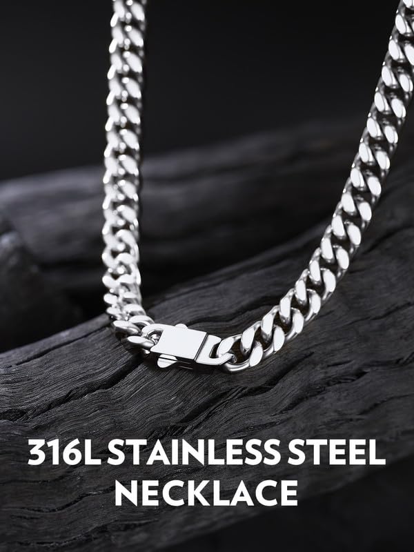 Bandmax 7mm Stainless Steel Cuban Link Chain Necklace photo 3