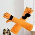 thumbnail image 3 of Bite Proof Glove Welding Gloves (1 Pair) 23.6 inches Leather Reinforced for Gardening Work Animal Handling Dog Cat Scratch (Yellow), 3 of 6