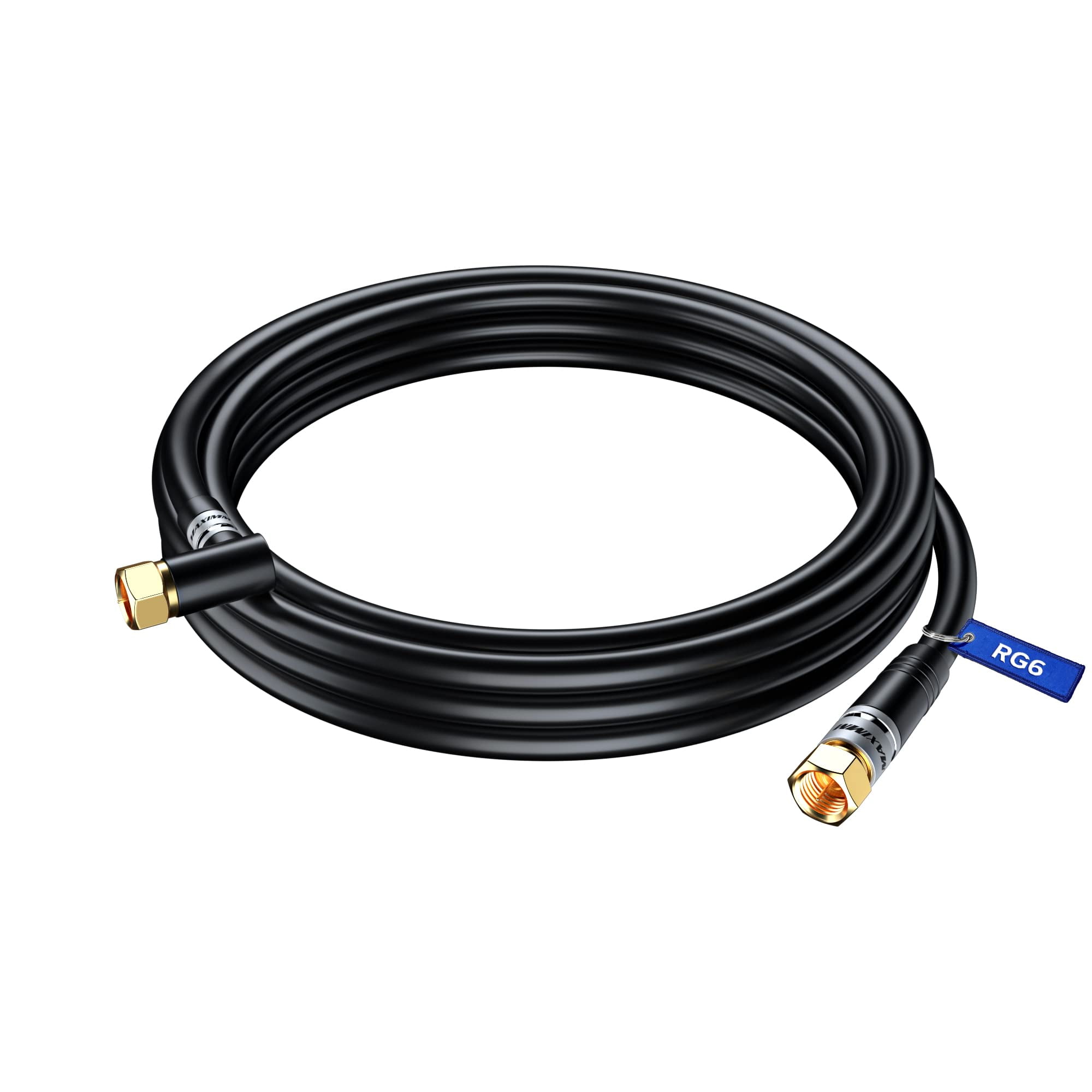 Coaxial Cable RG6, with a Right Angle 90° Connector, 6 ft, Coax Cable F