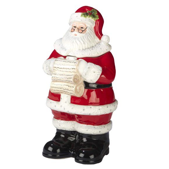 Tarro De Galletas De Papá Noel 3D Con Deseos Festivos Internacionales Certificados, 12,25 Pulgadas, Multicolor