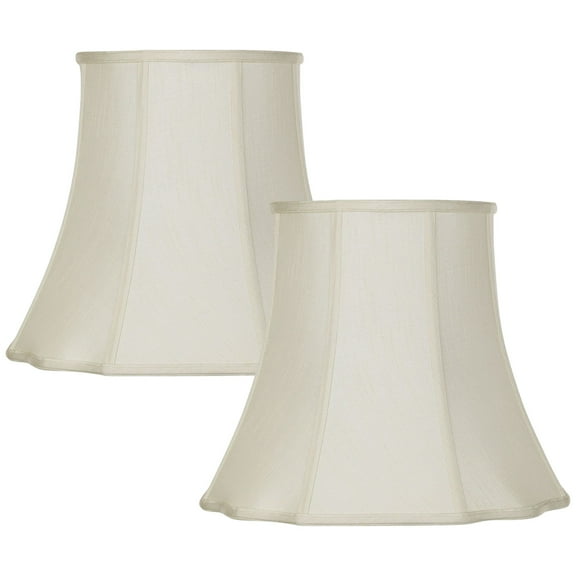 Imperial Shade Set of 2 Creme Medium Cut Corner Lamp Shades 10" Top x 16" Bottom x 14" High (Spider) Replacement with Harp and Finial
