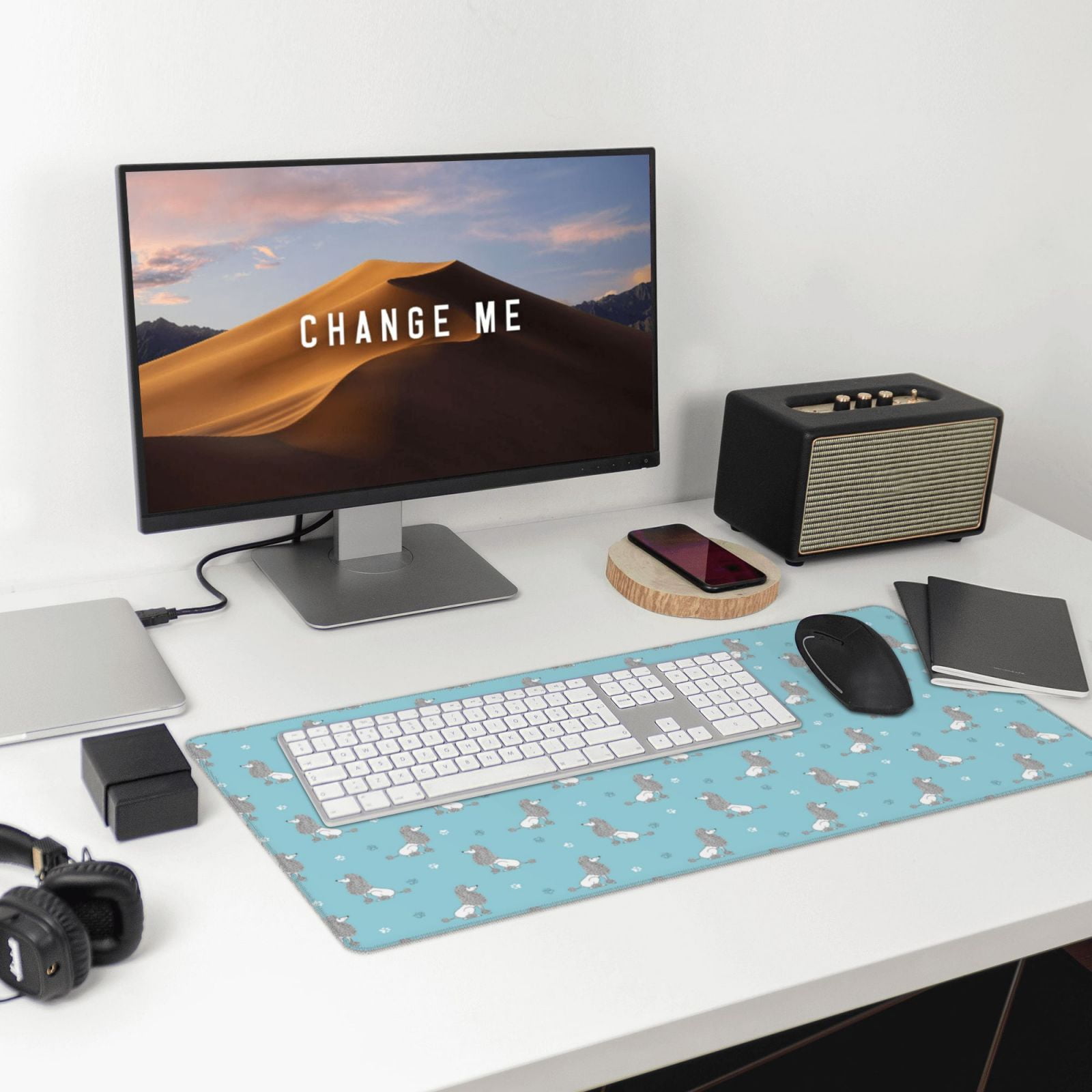 Kdxio Cute Poodle Dog Print Large Gaming Mouse Pad,Non-Slip Base,Water Resist Keyboard Pad for Gamer,Office & Home,29.5 x 15.8 in