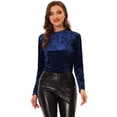 thumbnail image 1 of Camiseta casual de manga larga Allegra K terciopelo Azul oscuro XL, 1 of 4
