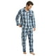 thumbnail image 2 of GLOBAL Conjuntos de Pijamas para Hombre, Ropa de Dormir de Franela 100% Algodón, Ropa de Dormir Superior E Inferior de Manga Larga, Cuadros Blancos y Azules XL, 2 of 5