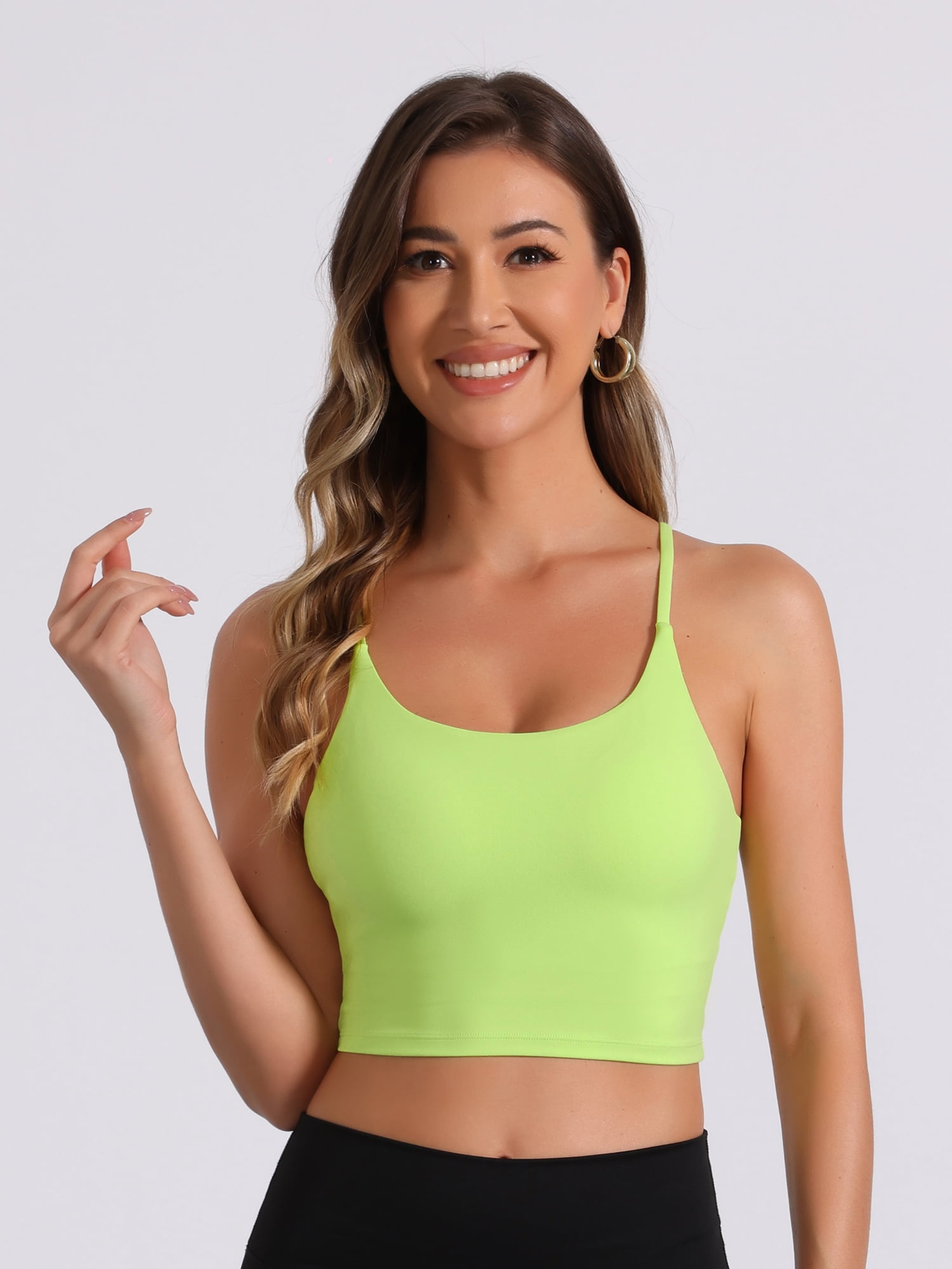 DARING DIVA Built-in Bra Padded Workout Basic Invisible Camisole XL Yellow