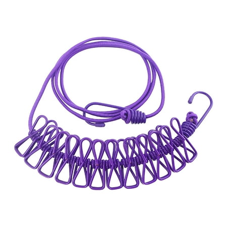 

Tiitstoy Outdoor Camping Travel Home Retractable Clothesline with Clips Clothesline Portable Windproof Non-slip Drying Rope 12 Clips Purple
