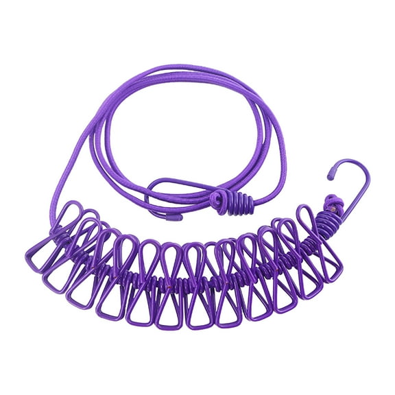 Wovilon Hangers Outdoor Camping Travel Home Retractable Clothesline With Clips Clothesline Portable Windproof Non-Slip Drying Rope 12 Clips