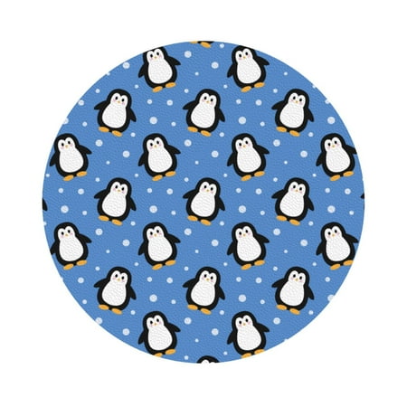 

Matuu cute penguin for Cup Coasters Set of 6 Leather Coasters Desk Coasters for Office Measures 4” x 4” Round Shape