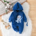 thumbnail image 6 of Odeerbi Baby Boys Girls Clothes Dinosaur Rompers Winter Thermal Flannel Hooded Jumpsuits Baby Spring New Long Sleeve Plush Printed Onesie Bodysuit Blue, 6 of 8