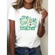 thumbnail image 1 of Women's St. Patrick's Day "One Lucky Teacher" Graphic T-Shirt Crew Neck, Short Sleeve, 1 of 6