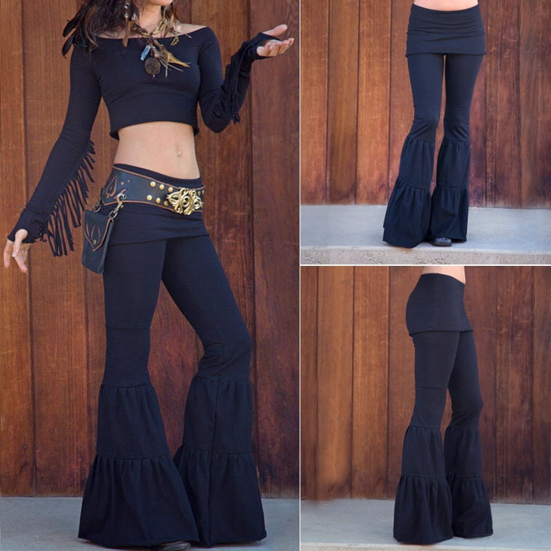 high waisted bell bottom trousers