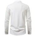 thumbnail image 4 of USNSM Men's Fashion Casual Lace Up Half-Open Collar Shirts Solid Color Retro T-Shirt Breathable Long Sleeve Blouse Tops White L, 4 of 9
