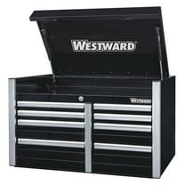 WESTWARD Top Chest, 8 Drawer, Black, Steel, 42 in W x 26 in D x 25 in H