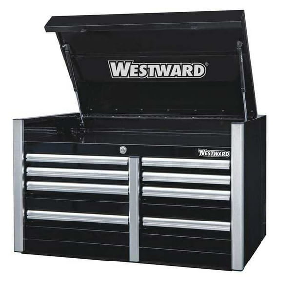 WESTWARD Top Chest, 8 Drawer, Black, Steel, 42 in W x 26 in D x 25 in H