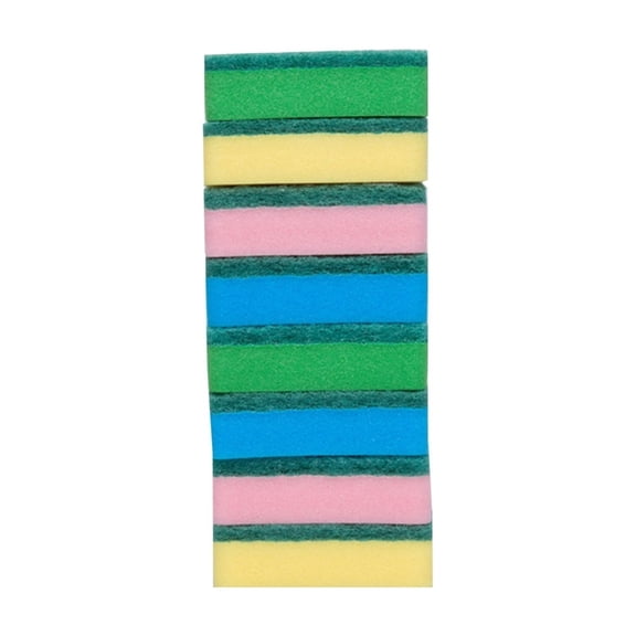 FXMLRLK 10 Pcs Double-Sided Cleaning Scrub Sponges for Kitchen Abrasive Scrubber Sponge Multi-Purpose Scouring Scrubbing Absorbent Dish for Washing Dishes Kitchen(Random Color)