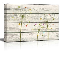 wall26 - Art Deco Flowers Artwork - Rustic Canvas Wall Art Home Art - 12x18 inches