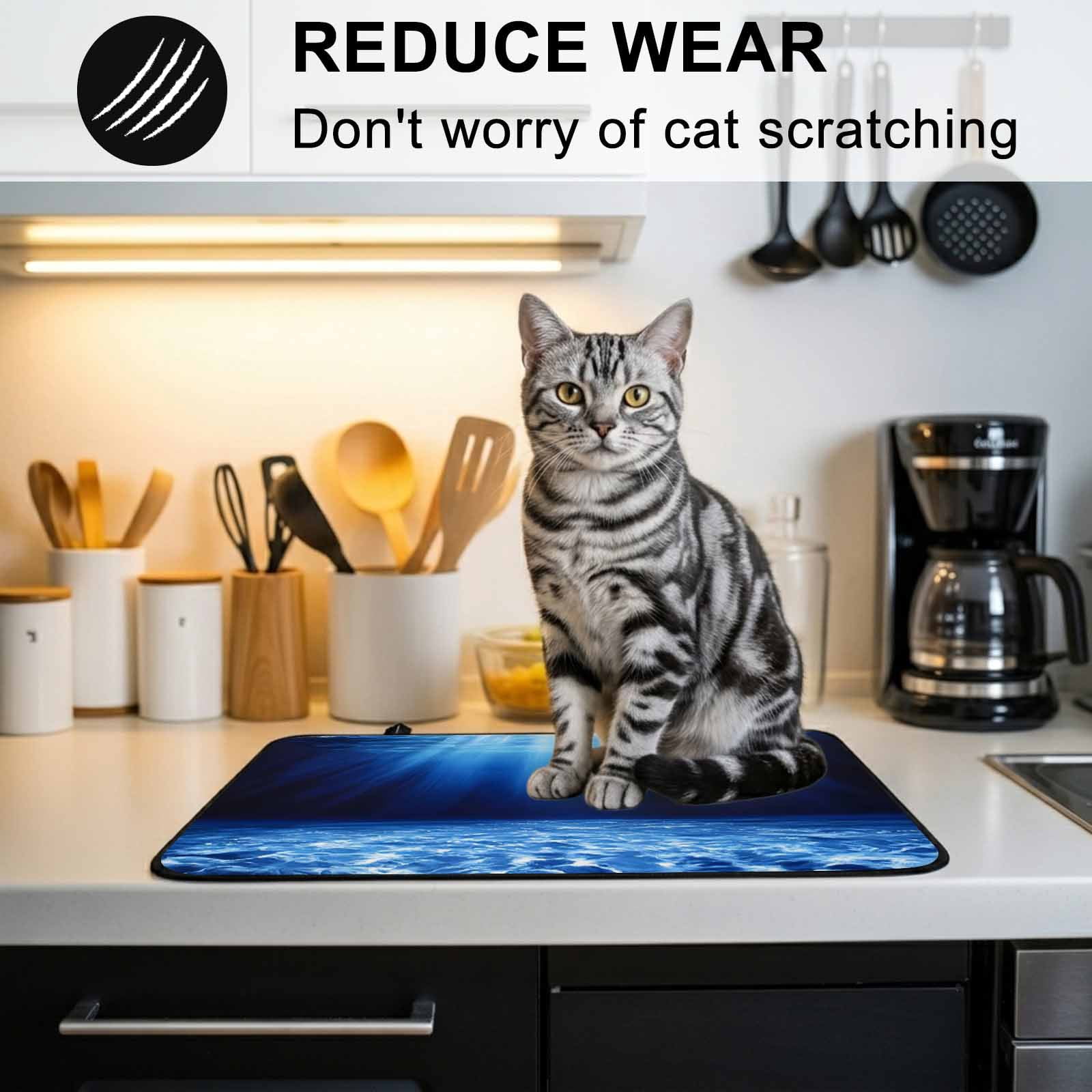 Blue Ocean Stove Top Cover for Electric Stove, Heat-proof & Non Slip Glass Top Stove Cover Protector, Underwater Water Waves Seascape Nature Sea Kitchen Flat Cooktop Rubber Mat 24x21 Inches