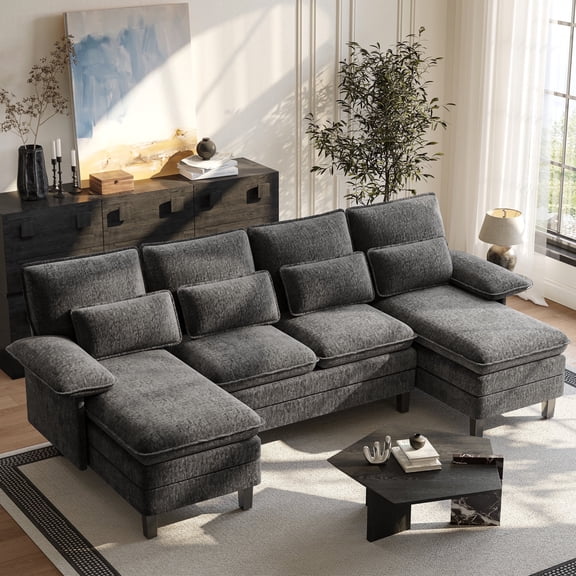 MRUAKA U Shaped Sofa , U Shaped Couch with Chaise, Sectional Couch for Small Space Apartment, 3 Seater