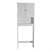 Double Door over the Toilet Space Saver Cabinet (Full Side Panels), Adjustable Center Shelf, 23.50 inch Width x 63.00 inch Height, Semi Gloss Enamel Finish