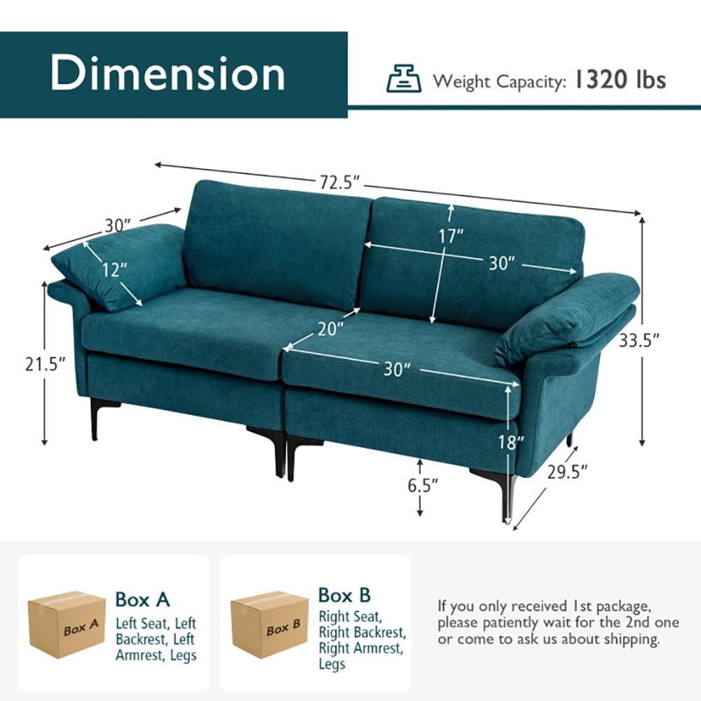 Finihen Loveseat Sofa, Modern Fabric Loveseat Sofa for with Metal Legs and Armrest Pillows, for Living Room, Bedroom, Peacock Blue Finihen Loveseat Sofa, Modern Fabric Loveseat Sofa for with Metal Legs and Armrest Pillows, for Living Room, Bedroom, Peacock Blue