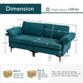 thumbnail image 3 of Resenkos Modern Fabric Loveseat Sofa for with Metal Legs and Armrest Pillows-Peacock Blue, Couch for Living Room, Loveseat Sofa for Small Spaces, Living Room, Office, Soft Couch Easy to Install, 3 of 4