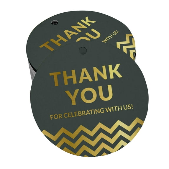Inkdotpot Real Gold Foil Thank You For Celebrating With Us Bridal Shower-Baby Shower-Retirement-Wedding-Birthday Tags Favor Hang Paper Tags 100 Pieces