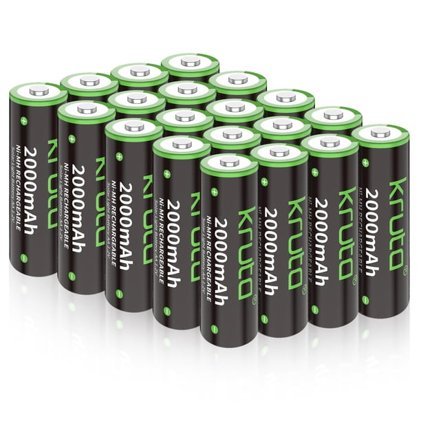 Pilas AA recargables Kruta 2000 mAh 1,2 V (paquete de 20)