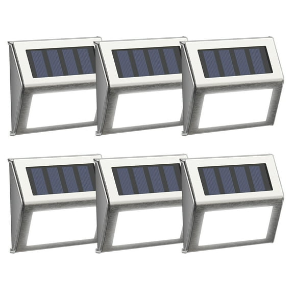 Solpex 6 Pack Solar Deck Lights,3 LED Solar Stair Lights Outdoor LED Step Lighting Stainless Steel Waterproof Led Solar Lights for Step,Stairs,Pathway,Walkway,Garden-(Cold White)