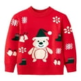 thumbnail image 1 of Aocisk Chandail d'Hiver en Tricot à Col Rond pour Garçons, Imprimé Flocon de Neige, Confortable, pour Enfants, Automne et Temps Froid, Rouge, 4-5 Ans, 1 of 5