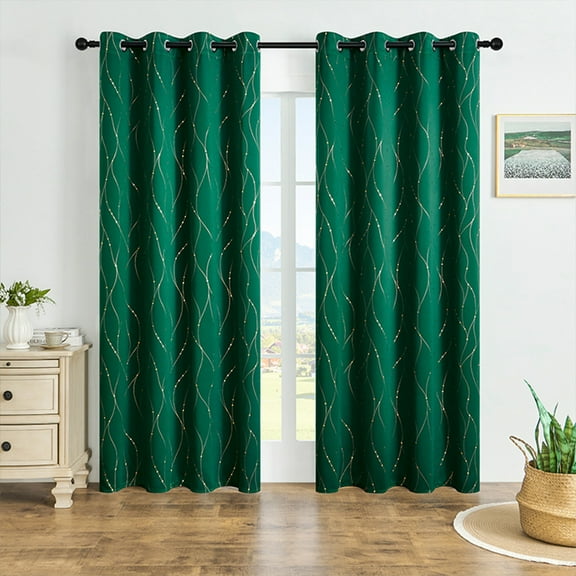 Btomtd Elegant Curtain Panel Pairs, Curtains Set with Round Hole Detail for Stacking Look, Bedroom Blackout Curtains in Pair for Window Decor - 51.96"x83.85", Green