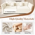 thumbnail image 5 of FFH 74.4" Sofa Bed Queen Pull Out, Convertible Sleeper Sofa with Flower Tufted Design, Velvet 3 Seater Couch for Living Room, Beige, 5 of 14