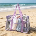 thumbnail image 6 of Colorful Clear Beach Bag for Women, Waterproof Sandproof Jelly Tote with Zipper, Large Spacious Pool Bag, Travel Tote for Beach Vacation Swimming, Stylish Durable Summer Tote Purple, 6 of 6