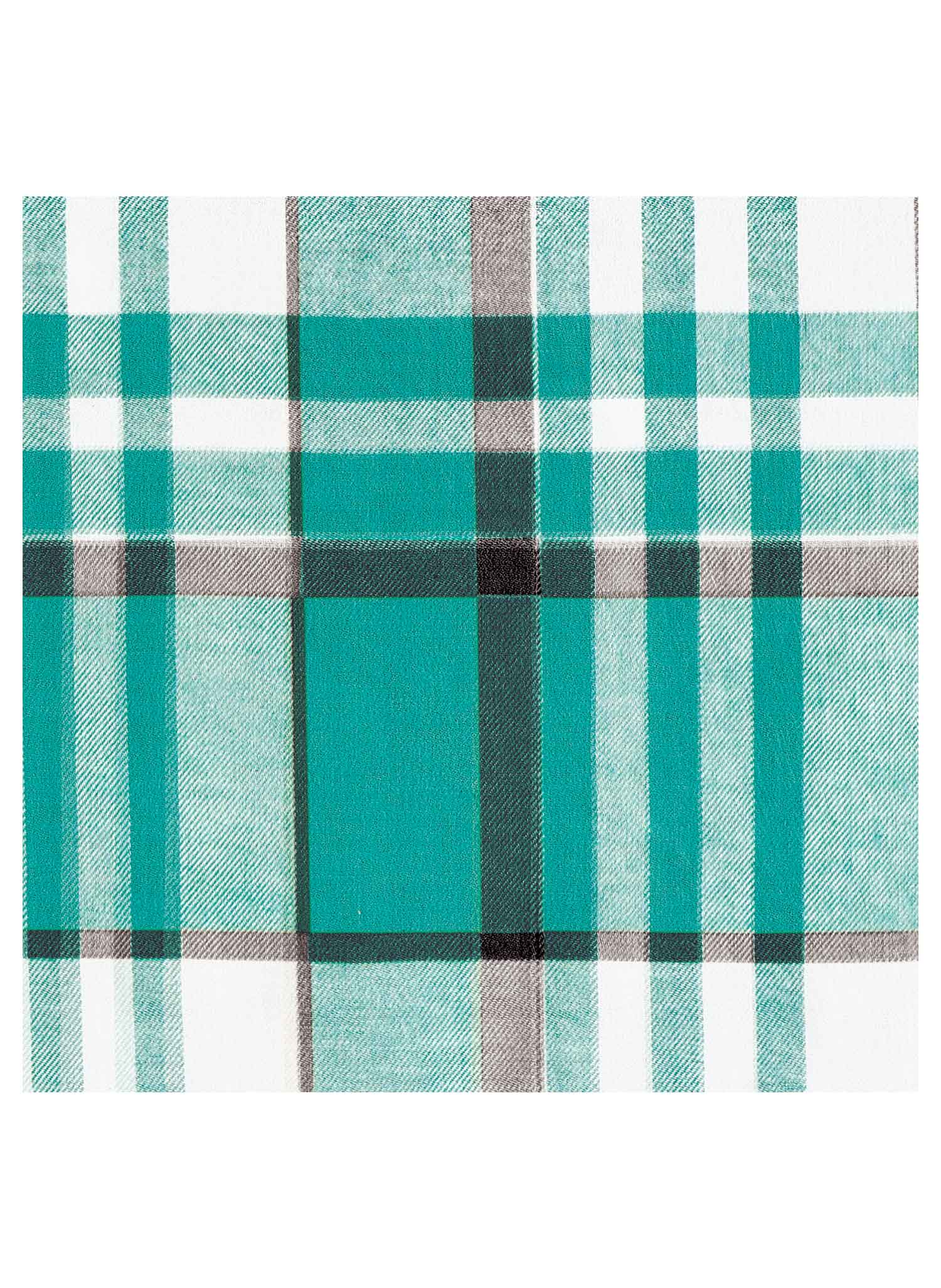 AmeriMark Flannel Snap Front Duster House Coat Plaid Lounger with Patch Pockets Teal 2X