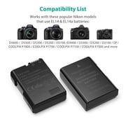 RAVPOWER RP-BC002 Battery Charger & 2 Rechargeable Li-ion Battery For Nikon PB28