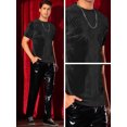 thumbnail image 5 of DARING DIVA Men's Velvet Crew Neck Short Sleeve Tee Tops Disco Velour T Shirts S Black, 5 of 6