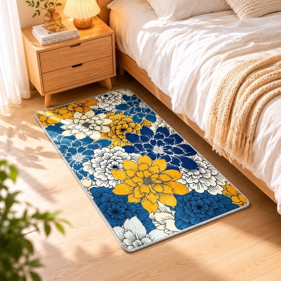 Eolstice Indoor Outdoor Area Rug, Washable Tropical Floral Non Slip Carpet, Patio Living Room Pool Backyard Camping Rug, Home Decor Floor Mat,
