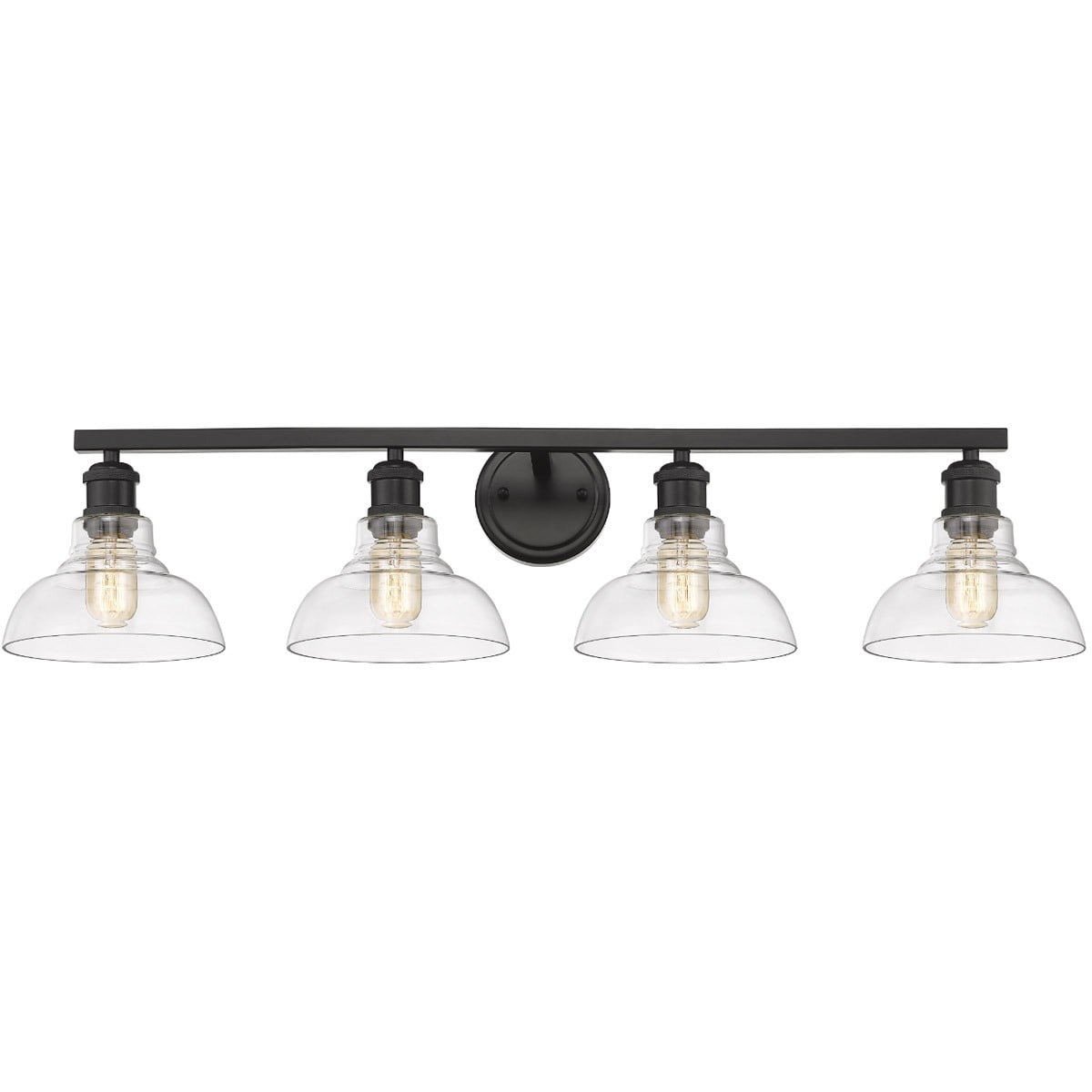 4 Light Bathroom Light Fixture in Black with Clear Glass Shades Bailey Street Home 170-Bel-3361577