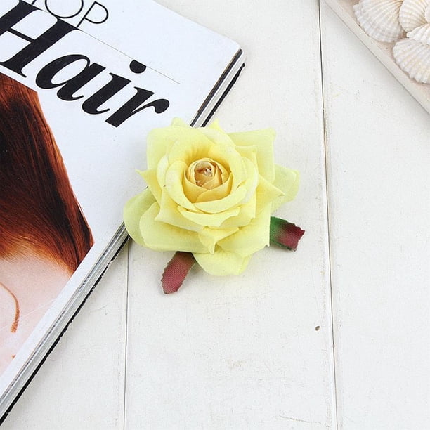 Pinza para el pelo con flor de rosa de franela, accesorio para el pelo estilo retro étnico para danza, boda, novia, clip lateral para mujer
