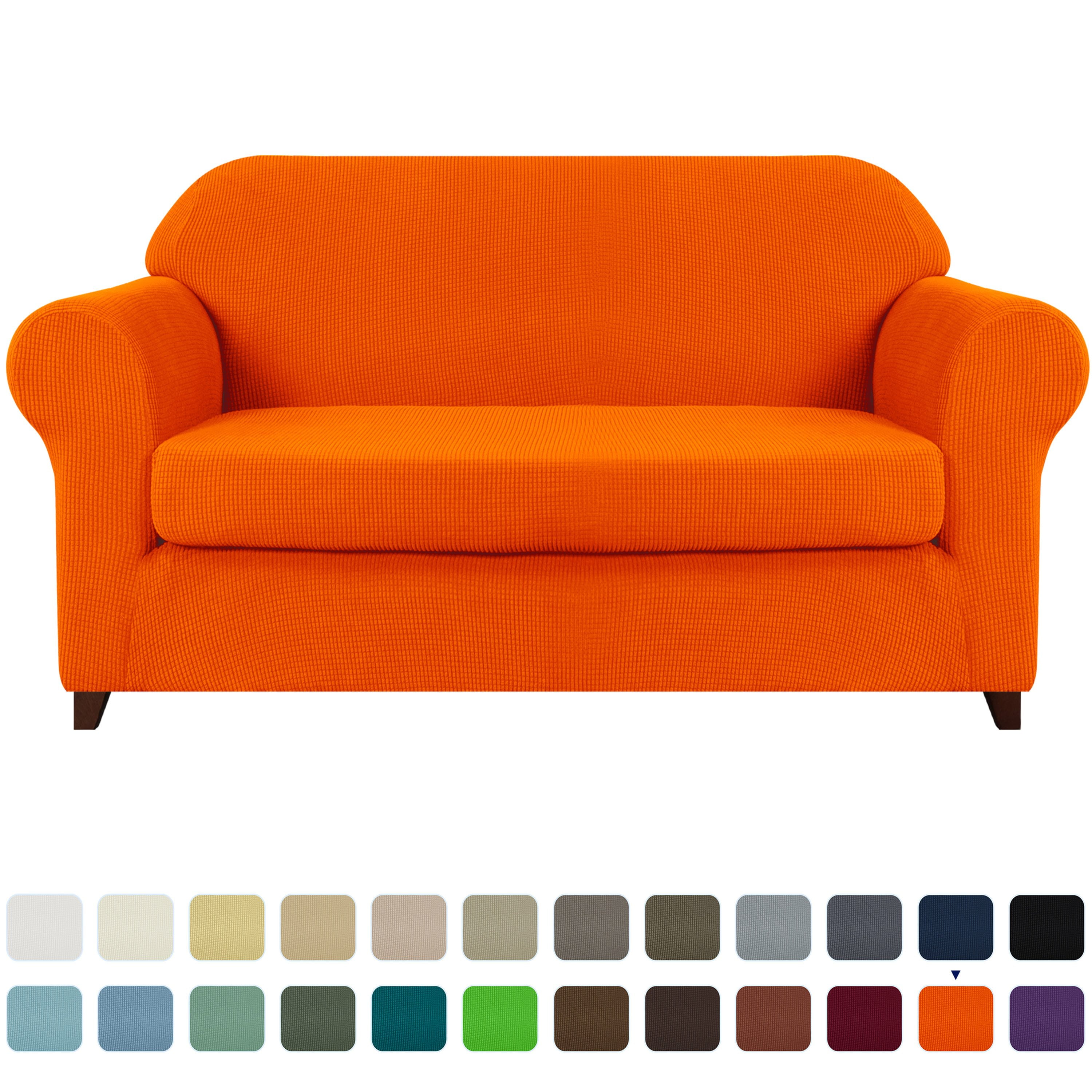 Subrtex Stretch 2Piece Textured Grid Sofa Slipcover Jacquard Non Slip