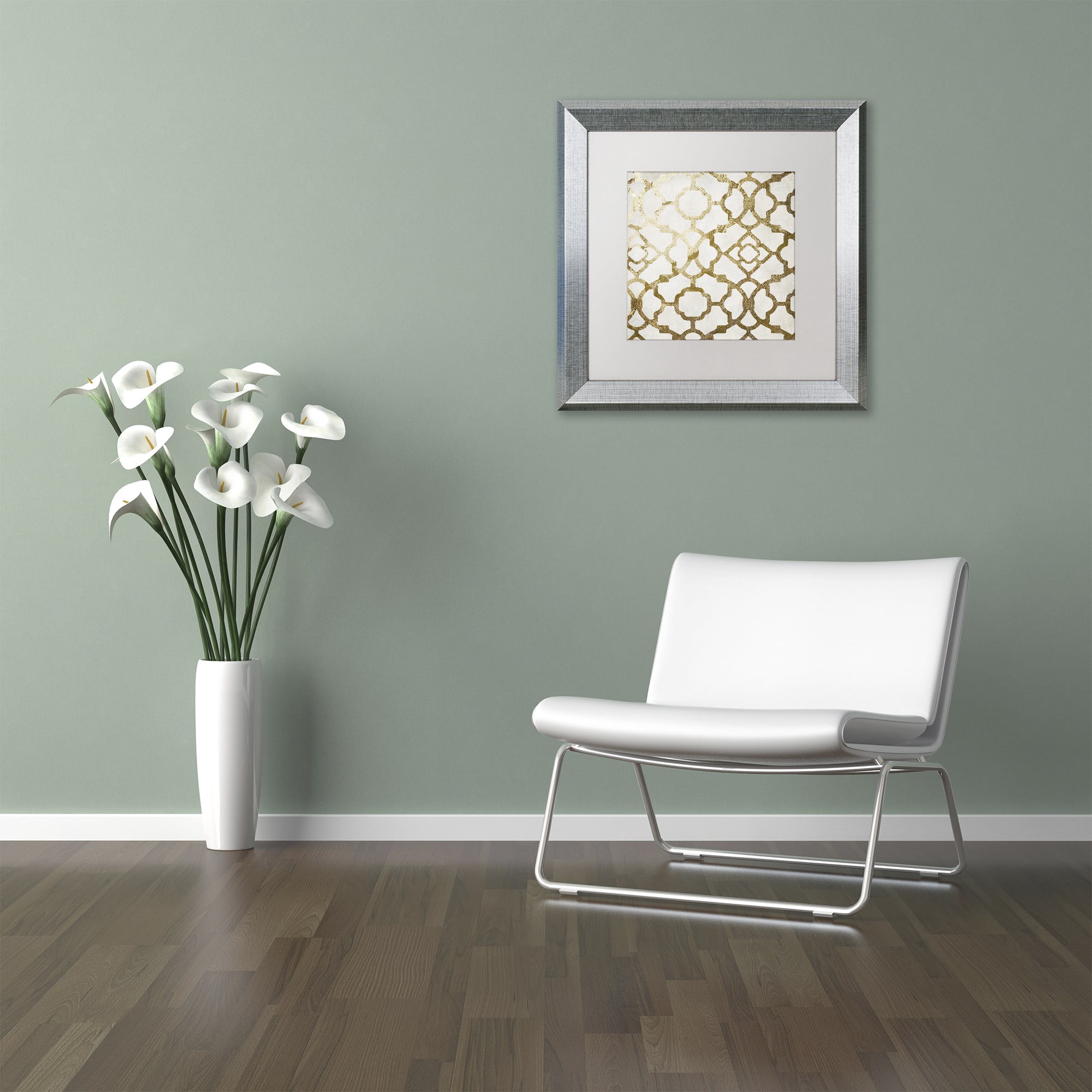Trademark Fine Art "Moroccan Gold II" Canvas Art by Color Bakery, White Matte, Silver Frame